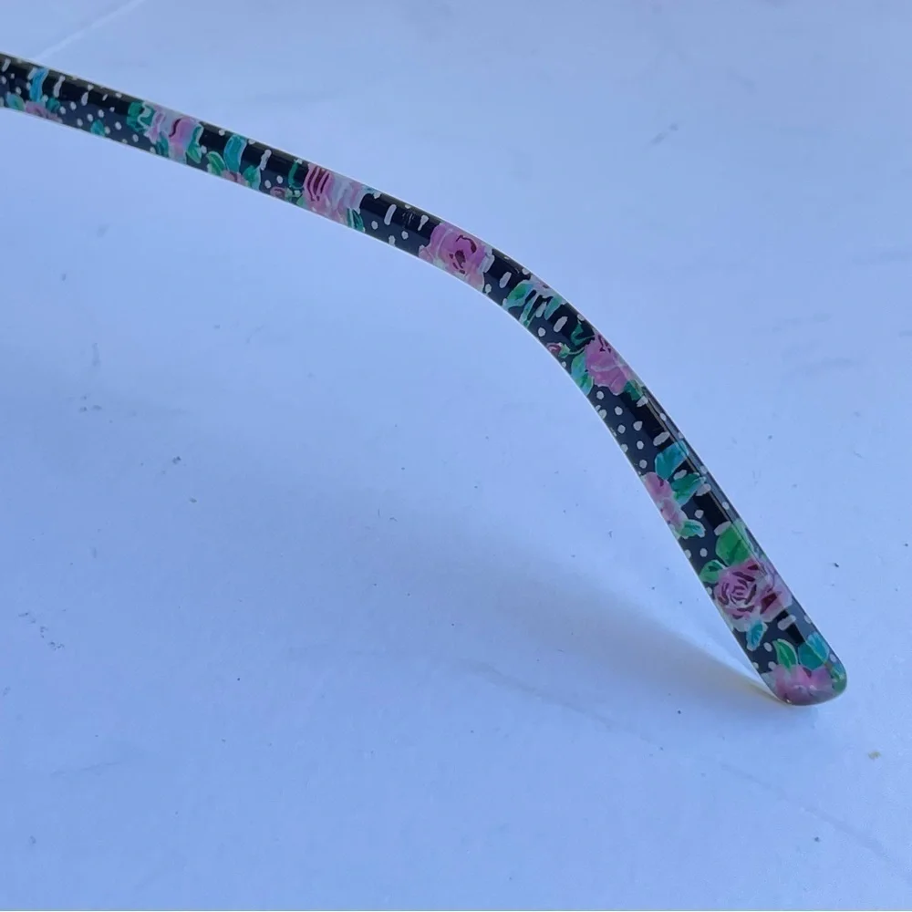 Lulu Guinness eyeglasses LR66 Black Floral Women’s Glasses Frames